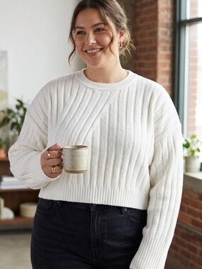 Design Label Chunky Ribbed Winter White Sweater